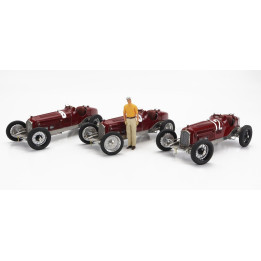 CMC ALFA ROMEO SET 3X ALL WINNER F1 P3 GP 1932 TAZIO NUVOLARI - N 12 FRANCE - N 30 COPPA CIANO - N 8 COPPA ACERBO - WITH FIGURE 
