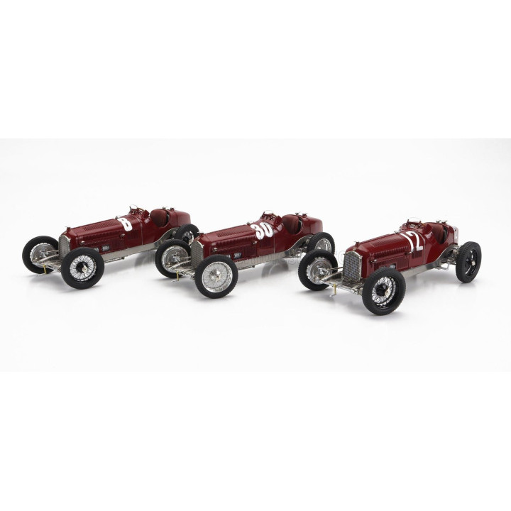 CMC ALFA ROMEO SET 3X ALL WINNER F1 P3 GP 1932 TAZIO NUVOLARI - N 12 FRANCE - N 30 COPPA CIANO - N 8 COPPA ACERBO - WITH FIGURE 