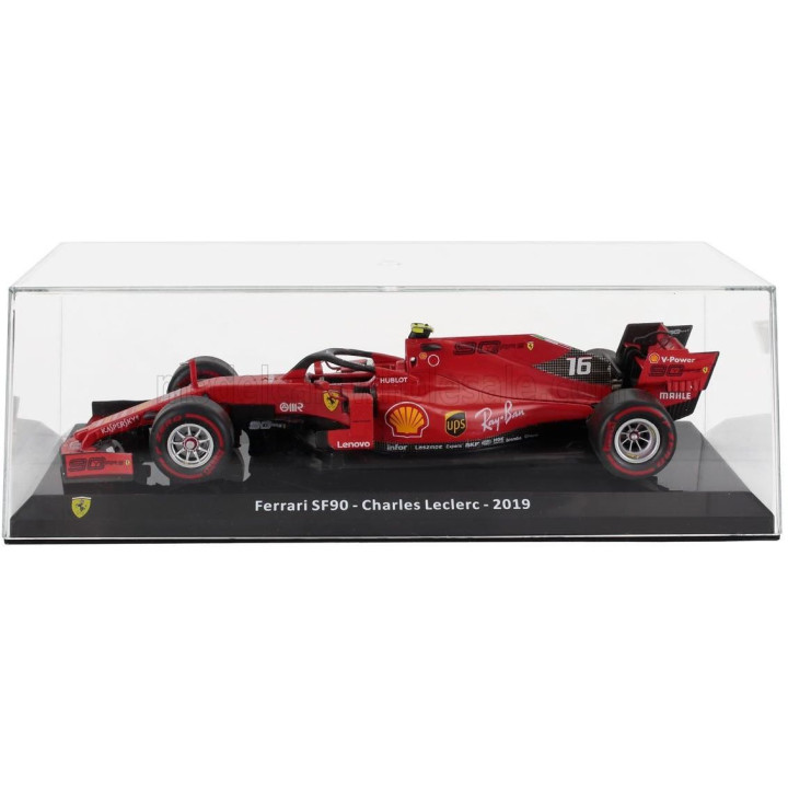 EDICOLA FERRARI F1  SF90 TEAM SCUDERIA FERRARI MISSION WINNOW N 16 SEASON 2019 CHARLES LECLERC - CON VETRINA - WITH SHOWCASE - R