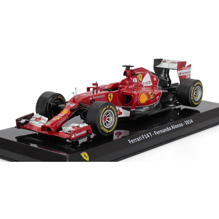 EDICOLA FERRARI F1  F14-T N 14 SEASON 2014 FERNANDO ALONSO - CON VETRINA - WITH SHOWCASE - RED BLACK WHITE 1/24