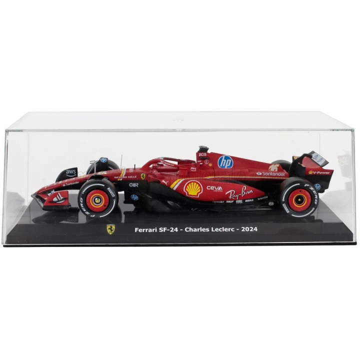 EDICOLA FERRARI F1  SF-24 N 16 SEASON 2024 CHARLES LECLERC - CON VETRINA - WITH SHOWCASE - RED BLACK 1/24