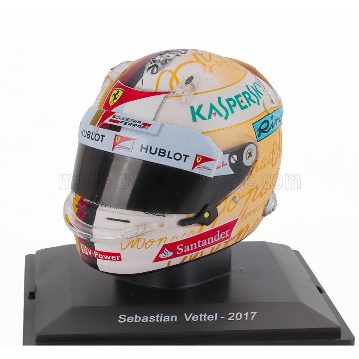 EDICOLA HELMET F1  CASCO HELMET SEBASTIAN VETTEL TEAM SCUDERIA FERRARI SF70H WINNER MONACO GP 2017 - YELLOW WHITE 1/5