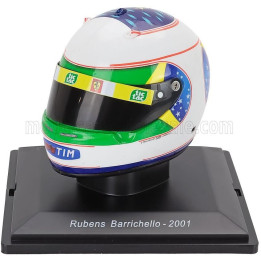 EDICOLA HELMET F1  CASCO HELMET RUBENS BARRICHELLO TEAM FERRARI F2001 SEASON 2001 - WHITE GREEN 1/5
