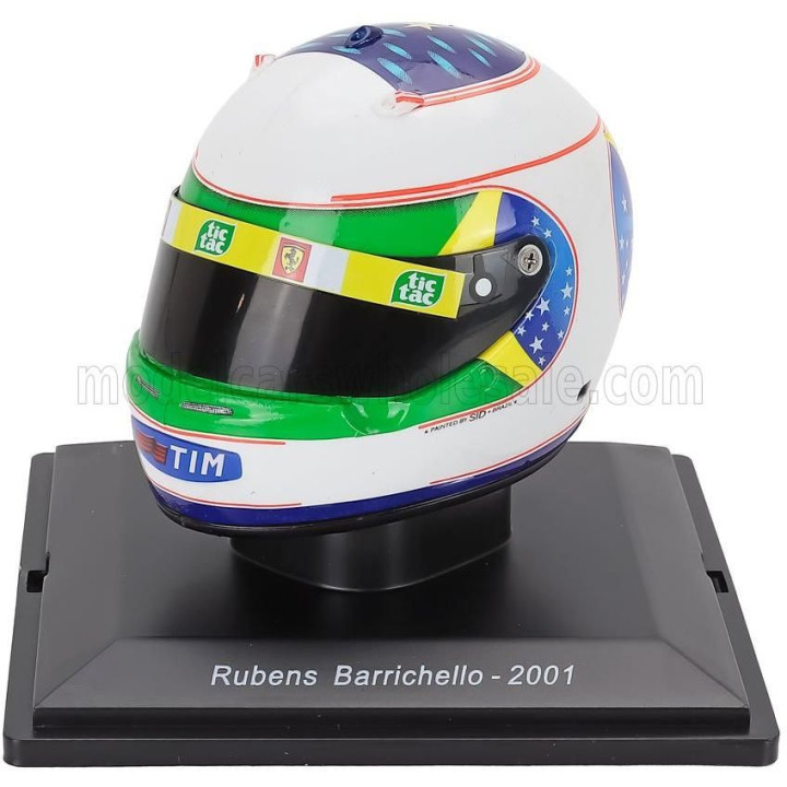 EDICOLA HELMET F1  CASCO HELMET RUBENS BARRICHELLO TEAM FERRARI F2001 SEASON 2001 - WHITE GREEN 1/5