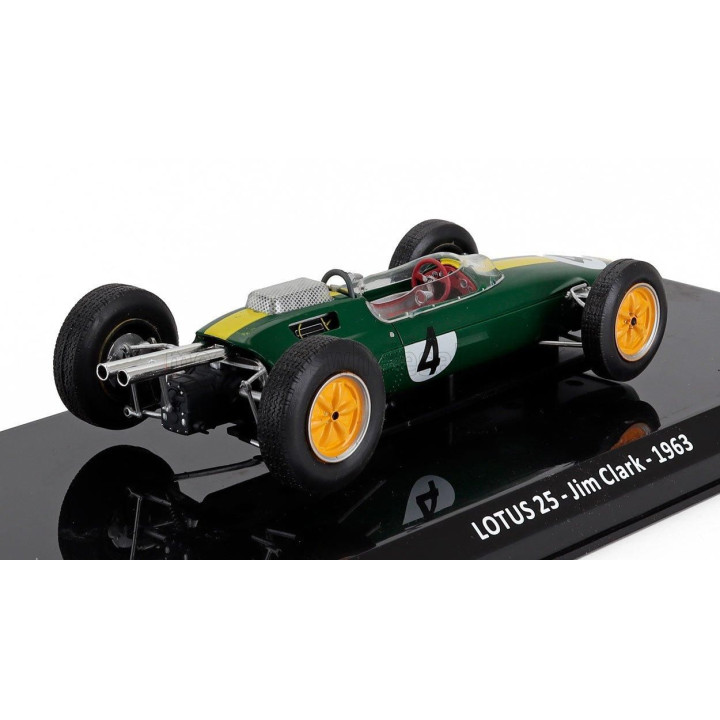 EDICOLA LOTUS F1  CLIMAX 25 N 4 WORLD CHAMPION SEASON 1963 JIM CLARK - BLISTER BOX - GREEN YELLOW 1/24