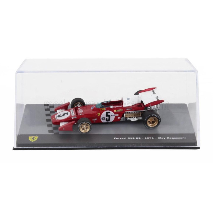 EDICOLA FERRARI F1  312B2 N 5 SEASON 1971 CLAY REGAZZONI - CON VETRINA - WITH SHOWCASE - RED WHITE 1/43