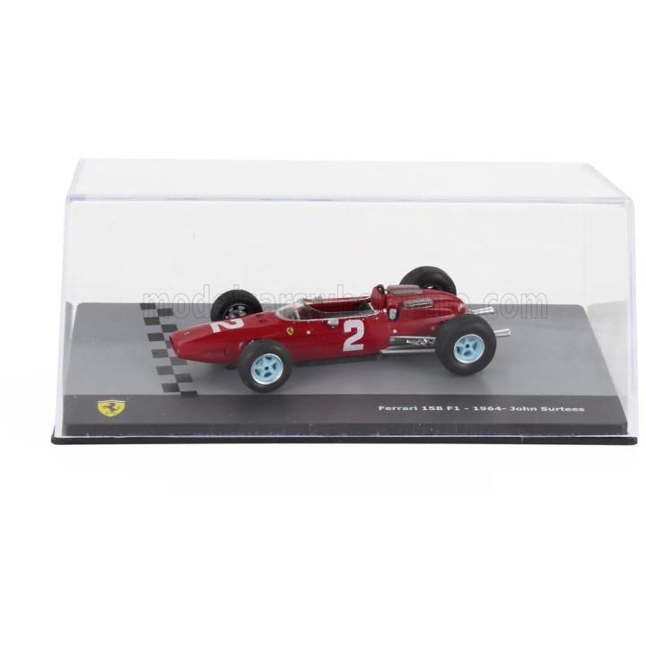 EDICOLA FERRARI F1  158 SCUDERIA FERRARI N 2 WORLD CHAMPION SEASON 1964 JOHN SURTEES - CON VETRINA - WITH SHOWCASE - RED 1/43