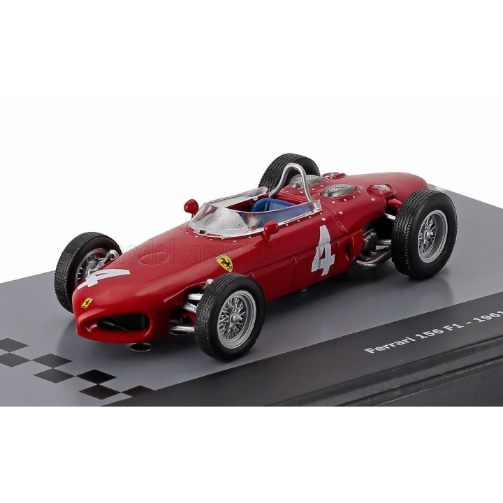 EDICOLA FERRARI F1  156 SHARKNOSE N 4 SEASON 1961 WOLFGANG VON TRIPS - CON VETRINA - WITH SHOWCASE - RED 1/43