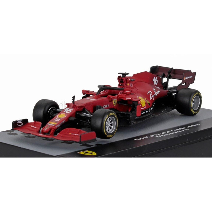 EDICOLA FERRARI F1 SF21  TEAM SCUDERIA FERRARI MISSION WINNOW N 16 2nd SILVERSTONE BRITISH GP 2021 CHARLES LECLERC - CON VETRINA