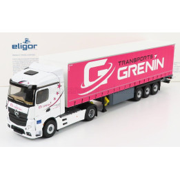 ELIGOR MERCEDES BENZ ACTROS 2 1848 TRUCK TELONATO GRENIN TRANSPORTS 2018 - WHITE RED 1/43