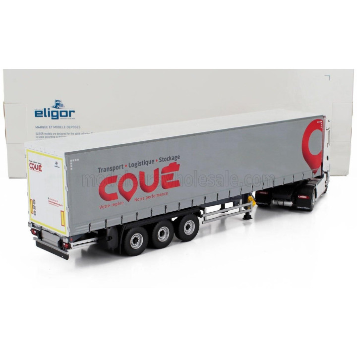 ELIGOR RENAULT T-HIGH TRUCK TELONATO COUE TRANSPORTS 2023 - WHITE GREY 1/43