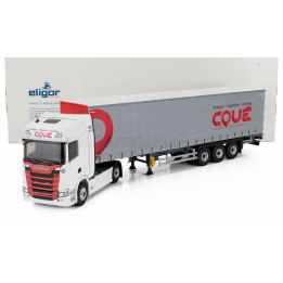 ELIGOR SCANIA S500 TRUCK TELONATO COUE TRANSPORTS 2021 - WHITE RED GREY 1/43
