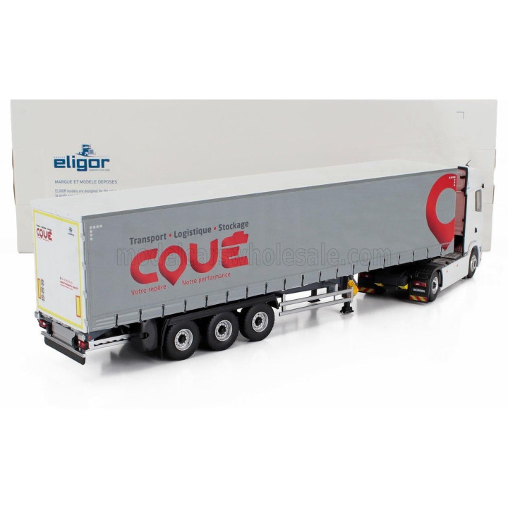 ELIGOR SCANIA S500 TRUCK TELONATO COUE TRANSPORTS 2021 - WHITE RED GREY 1/43