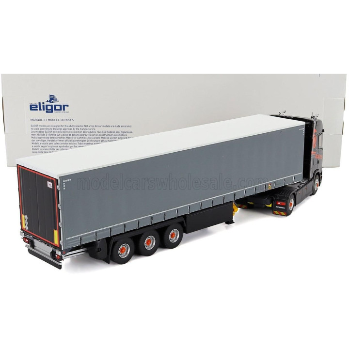ELIGOR SCANIA S500 TRUCK TELONATO DOULS TRANSPORTS 2021 - BLACK GREY 1/43