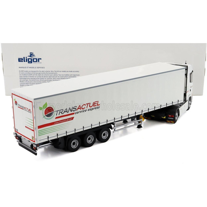 ELIGOR SCANIA S500 TRUCK TELONATO TRANSACTUEL TRANSPORTS 2021 - WHITE 1/43