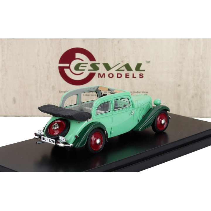 ESVAL MODEL ADLER TRUMPF JUNIOR CABRIOLET OPEN 1934 - 2 TONE GREEN RED 1/43