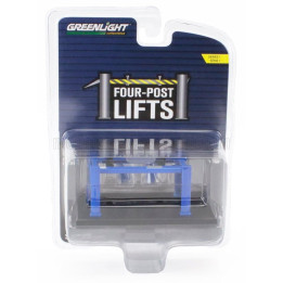 GREENLIGHT ACCESSORIES GARAGE SET OFFICINA - PONTE SOLLEVATORE AUTO - FOUR POST LIFT - BLUE 1/64
