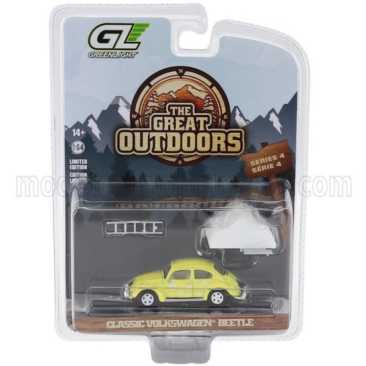 GREENLIGHT VOLKSWAGEN BEETLE MAGGIOLINO CAMPER CAMPING 1951 - YELLOW 1/64