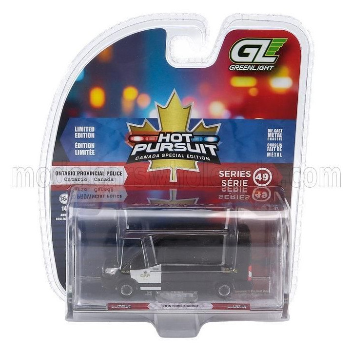 GREENLIGHT FORD ENGLAND TRANSIT VAN NTARIO POLICE 2015 - BLACK WHITE 1/64