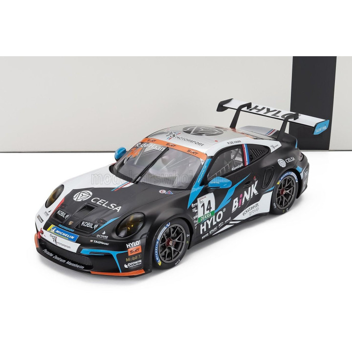IXO MODELS PORSCHE 911 992 GT3 CUP TEAM M75 BERNHARD N 14 WINNER PORSCHE CUP OSCHERSLEBEN 2024 ROBERT DE HAAN - BLACK WHITE 1/18