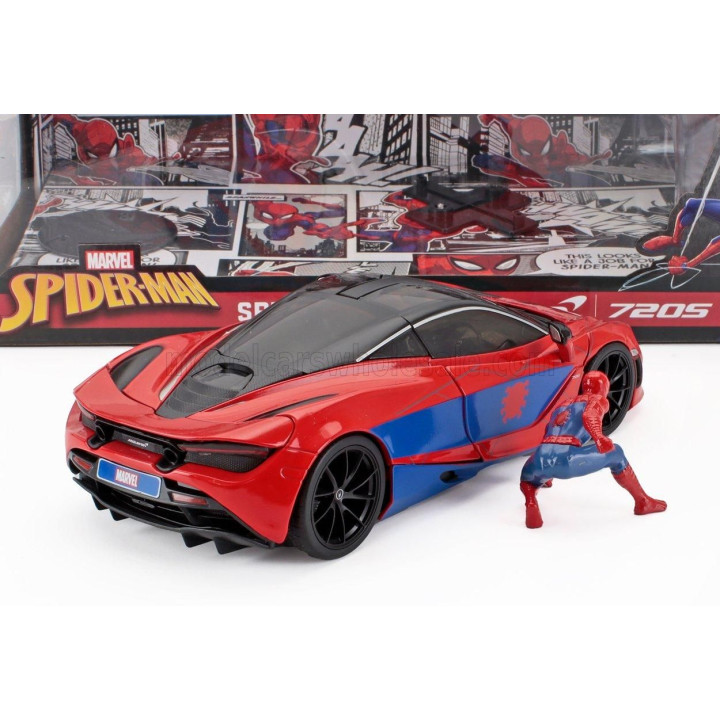 JADA McLAREN 720S WITH SPIDERMAN FIGURE MARVEL 2018 - RED BLUE 1/24