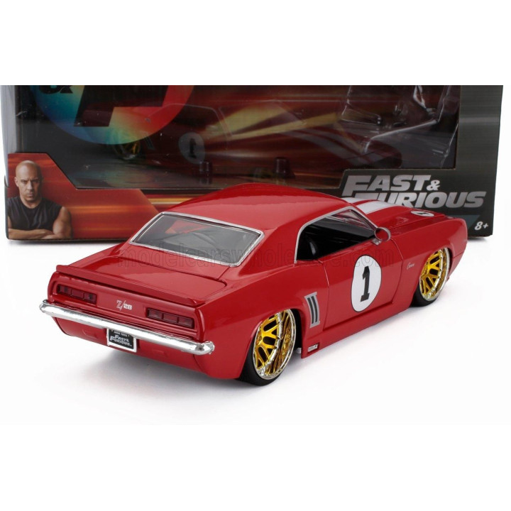 JADA CHEVROLET CAMARO N 1 RACING COUPE 1969 - RED WHITE 1/24