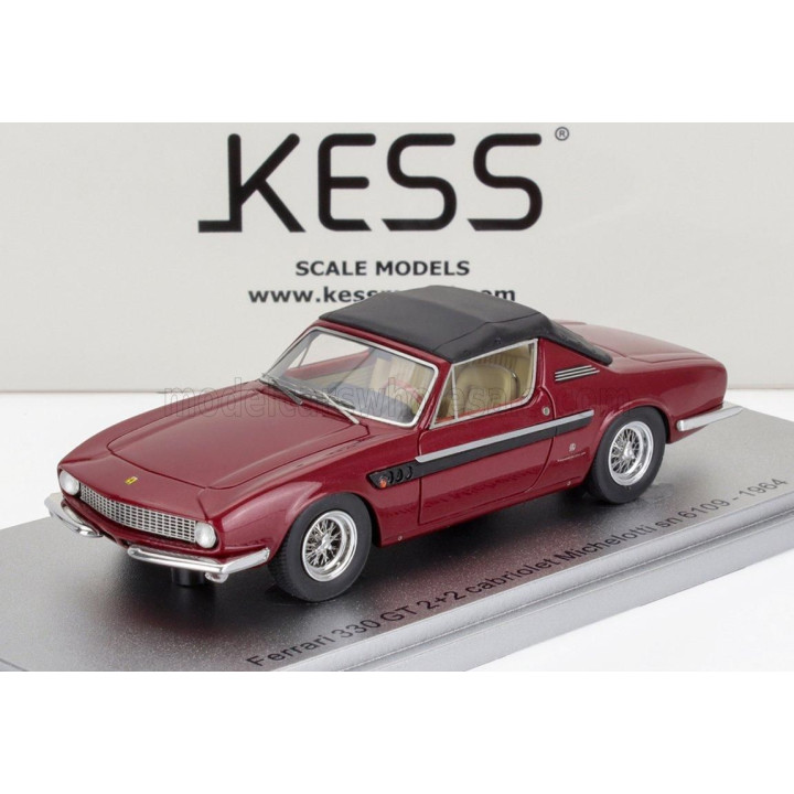 KESS MODEL FERRARI 330 GT 2+2 sn.6109 MICHELOTTI CABRIOLET CLOSED 1964 - BORDEAUX BLACK 1/43