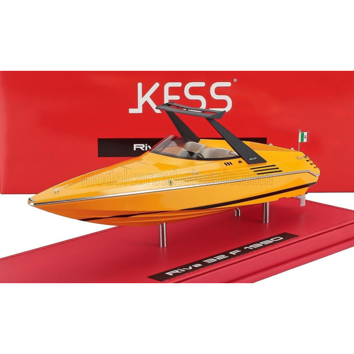KESS MODEL RIVA MOTOSCAFO 32 FERRARI 1990 2x ENGINE V8 - 780CV - (24cm) - CON VETRINA - WITH SHOWCASE - YELLOW 1/43