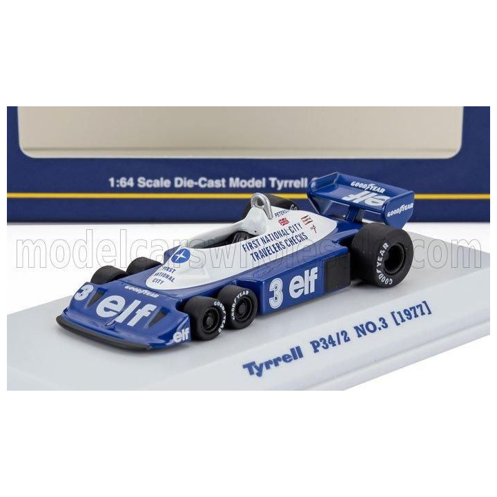 KYOSHO TYRRELL F1  P34/2 ELF 6 WHEELER N 3 SEASON 1977 RONNIE PETERSON - BLUE WHITE 1/64