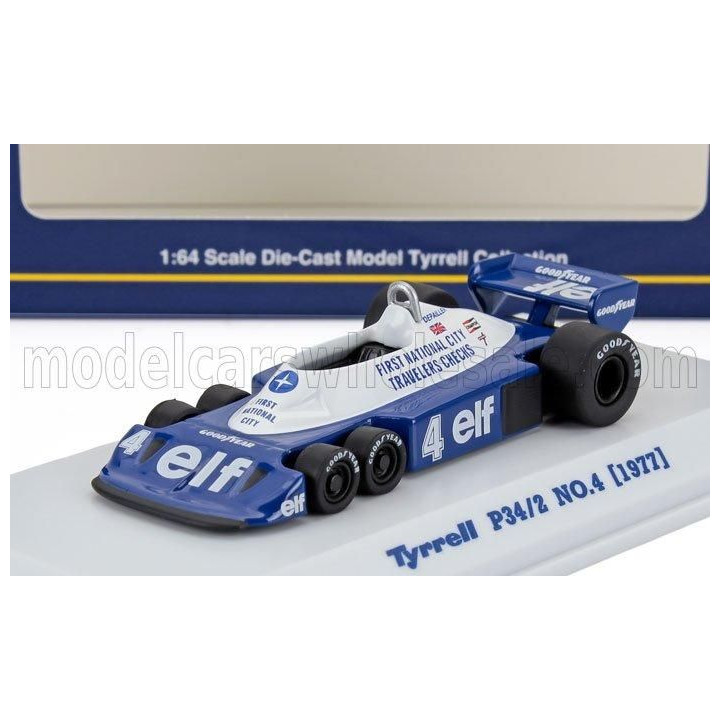 KYOSHO TYRRELL F1  P34/2 ELF 6 WHEELER N 4 SEASON 1977 PATRICK DEPAILLER - BLUE WHITE 1/64