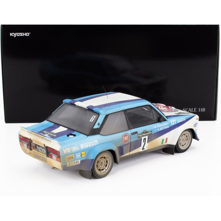 KYOSHO FIAT 131 ABARTH (dirty and night version) N 2 4th RALLY PIANCAVALLO 1981 ATTILIO BETTEGA - MAURIZIO PERISSINOT - WHITE 2 
