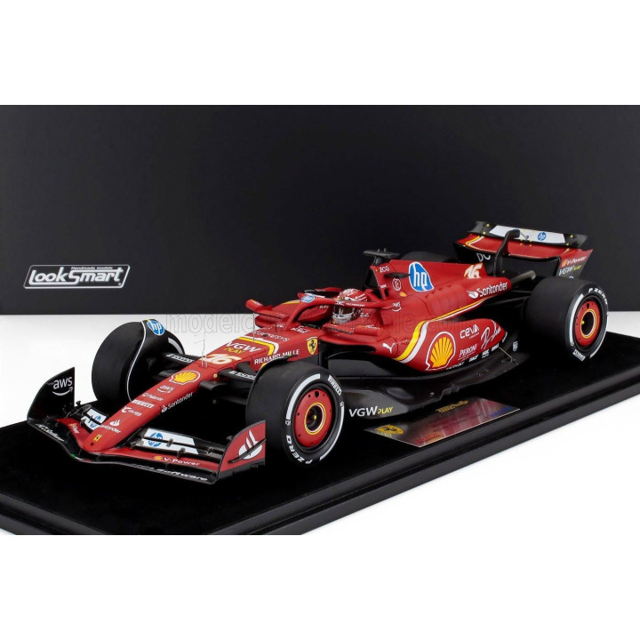 LOOKSMART FERRARI F1  SF-24 TEAM SCUDERIA FERRARI N 16 WINNER MONACO GP 2024 CHARLES LECLERC - CON VETRINA - WITH SHOWCASE - RED