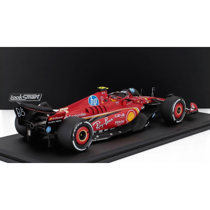 LOOKSMART FERRARI F1  SF-24 TEAM SCUDERIA FERRARI N 55 2nd AUSTIN USA GP 2024 CARLOS SAINZ - CON VETRINA - WITH SHOWCASE - RED W