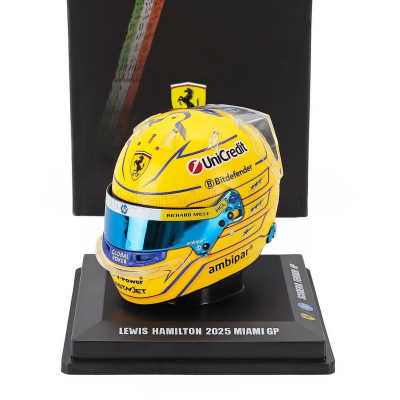 LOOKSMART BELL HELMET CASCO HELMET F1 LEWIS HAMILTON TEAM FERRARI HP N 44 MIAMI GP 2025 - YELLOW BLUE 1/5