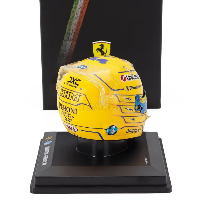 LOOKSMART BELL HELMET CASCO HELMET F1 LEWIS HAMILTON TEAM FERRARI HP N 44 MIAMI GP 2025 - YELLOW BLUE 1/5