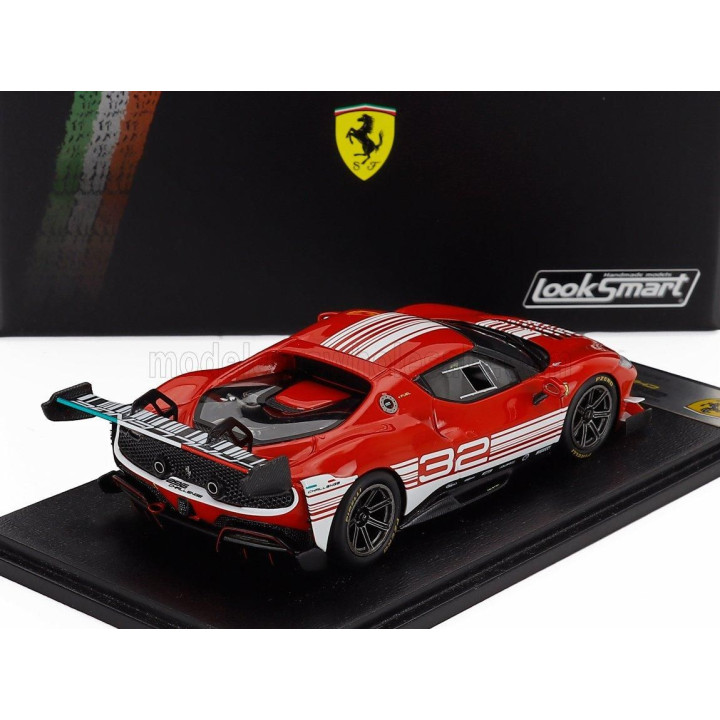 LOOKSMART FERRARI 296 GT3 3.0L TWIN TURBO V6 CHALLENGE N 32 FINALI MONDIALI MUGELLO ITALY 2023 - RED WHITE 1/43