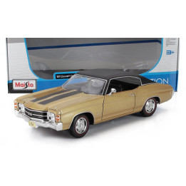 MAISTO CHEVROLET CHEVELLE SS 454 COUPE 1971 - GOLD MET BLACK 1/18