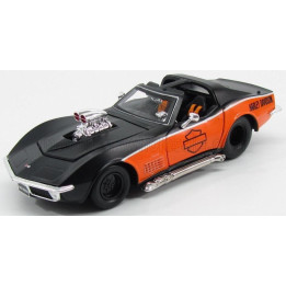 MAISTO CHEVROLET CORVETTE SPIDER HARLEY DAVIDSON CUSTOM 1970 - BLACK ORANGE 1/24