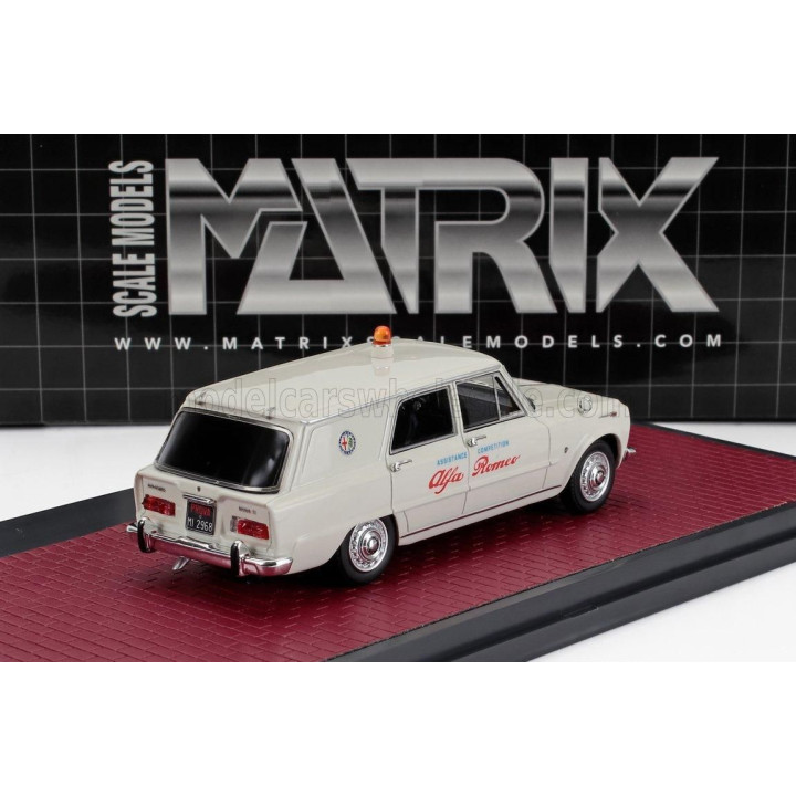 MATRIX SCALE MODELS ALFA ROMEO GIULIA SW STATION WAGON ALFA ROMEO ASSISTANCE COMPETITION 1967 - WHITE 1/43