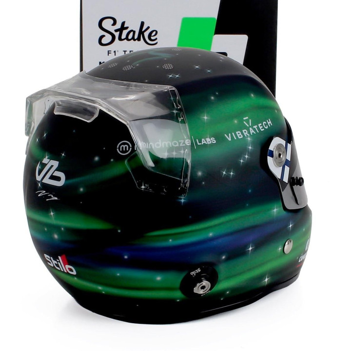 MINI HELMET STILO CASCO HELMET F1 VALTTERI BOTTAS TEAM STAKE KICK SAUBER N 77 SEASON 2024 - GREEN BLACK 1/2
