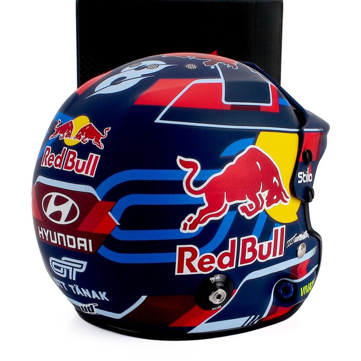 MINI HELMET STILO CASCO HELMET F1 OTT TANAK TEAM HYUNDAI i20 N RALLY1 SHELL MOBIS WRT RALLY SEASON 2024 - BLUE RED YELLOW 1/2