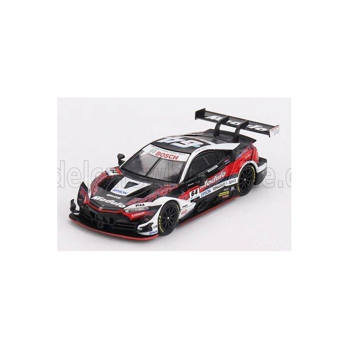 MINI GT HONDA NSX-GT TEAM MODULO NAKAJIMA RACING N 64 GT500 CLASS SUPER GT 2023 TAKUYA IZAWA - KAKUNISHIN OHTA - WHITE BLACK RED