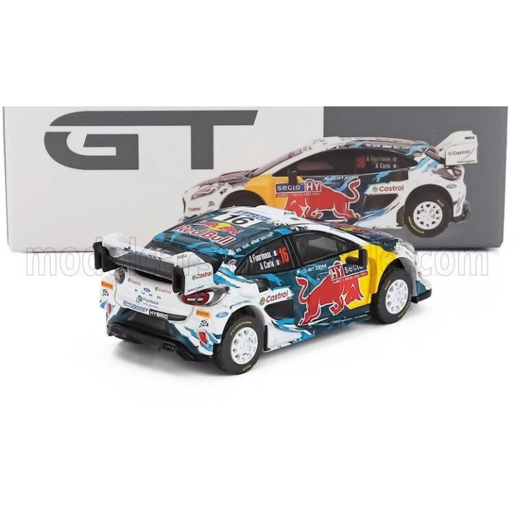 MINI GT FORD ENGLAND PUMA RALLY1 N 16 TEAM MSPORT 3rd WRT RALLY FINLAND 2024 ADRIEN FOURMAUX - ALEXANDRE CORIA - BLUE RED WHITE 