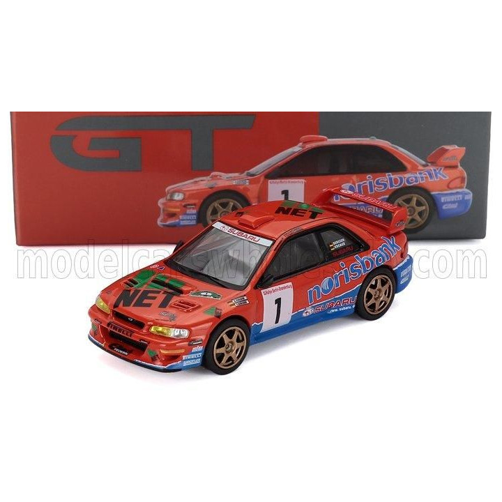 MINI GT SUBARU IMPREZA WRC97 N 1 WINNER RALLY DEUTSCHLAND 1999 ARMIN KREMER - FRED BERBEN - RED BLUE 1/64
