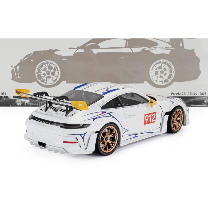 MINICHAMPS PORSCHE 911 992 GT3 RS N 912 COUPE 2023 - WHITE YELLOW 1/18