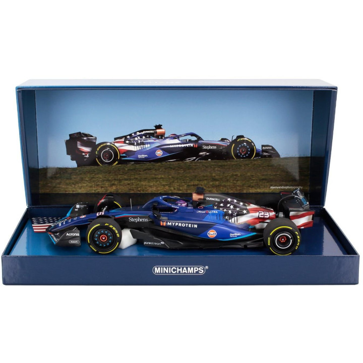 MINICHAMPS WILLIAMS F1  FW45 TEAM WILLIAMS RACING GULF N 23 AUSTIN USA GP 2023 ALEXANDER ALBON - BLUE BLACK 1/18