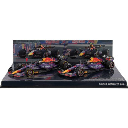 MINICHAMPS RED BULL SET 2X F1  RB19 TEAM ORACLE RED BULL RACING N 1 WORLD CHAMPION WINNER LAS VEGAS USA GP 2023 MAX VERSTAPPEN +