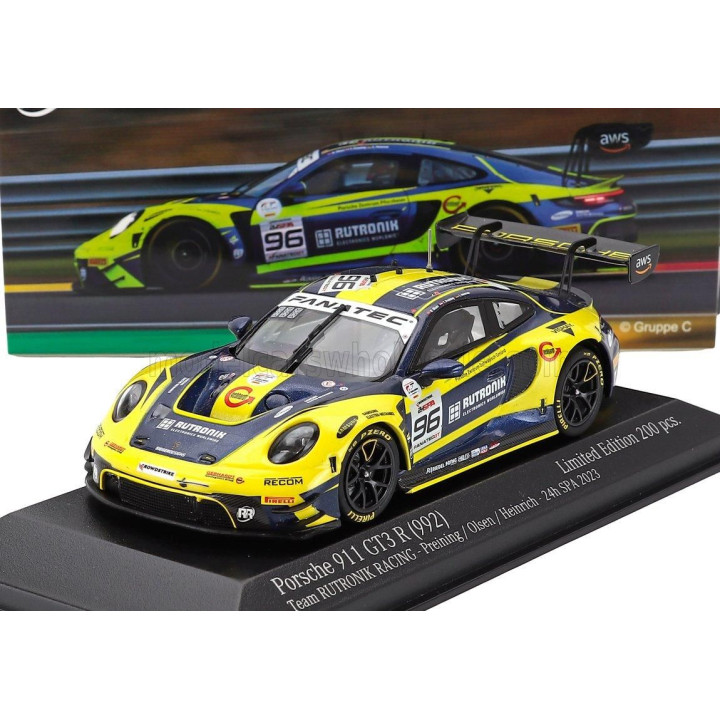 MINICHAMPS PORSCHE 911 992 GT3 R TEAM RUTRONIK RACING N 96 5th 24h SPA 2023 THOMAS PREINING - LAURENT HEINRICH - DENNIS OLSEN - 