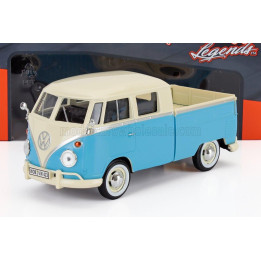 MOTOR MAX VOLKSWAGEN T1 TYPE 2 DOUBLE CAB PICK-UP 1962 - LIGTH BLUE WHITE 1/24