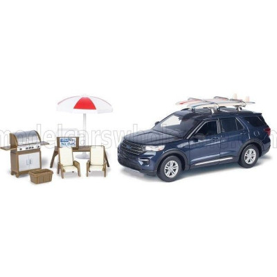MOTOR MAX FORD USA EXPLORER XLT WITH CAMPING ACCESSORIES 2022 - BLUE 1/24